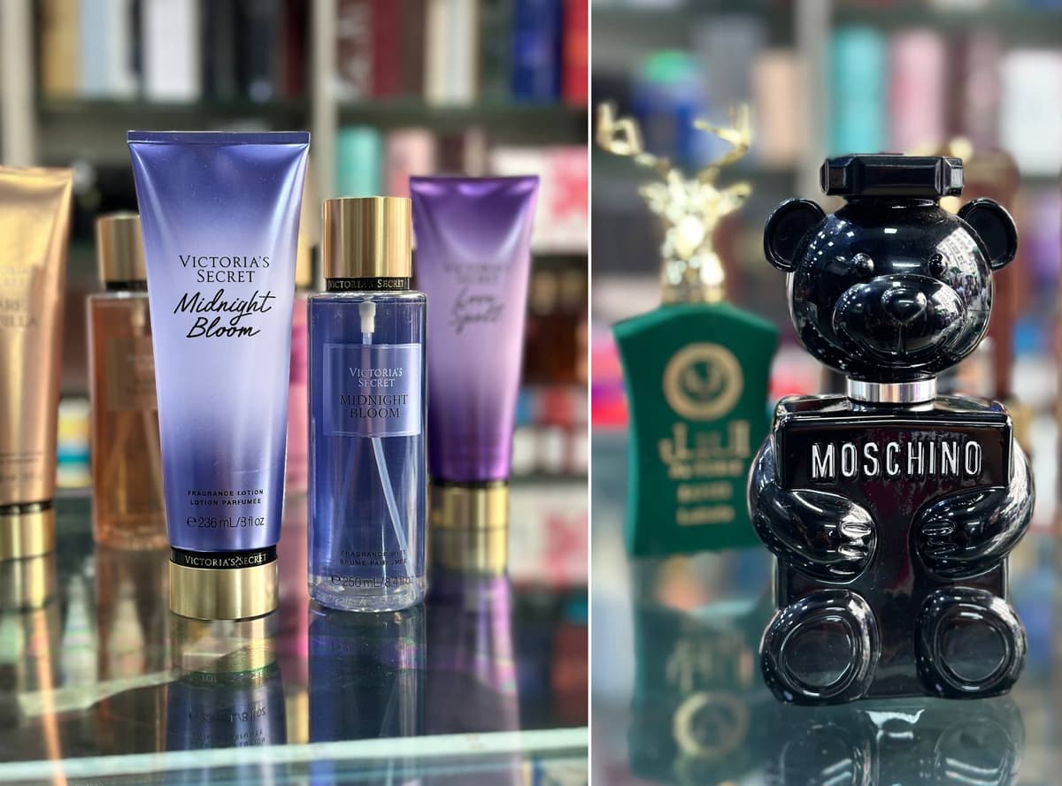 Interior of a modern perfume shop.